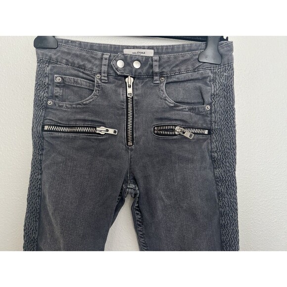 Isabel Marant Etoile Pelona Biker Dark Gray Jeans Grunge Edgy Size FR 36 US 4 - Picture 2 of 8